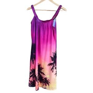 Pink & Purple Palm tree Hawaiian dress swim cover-up size medium (bust 30)